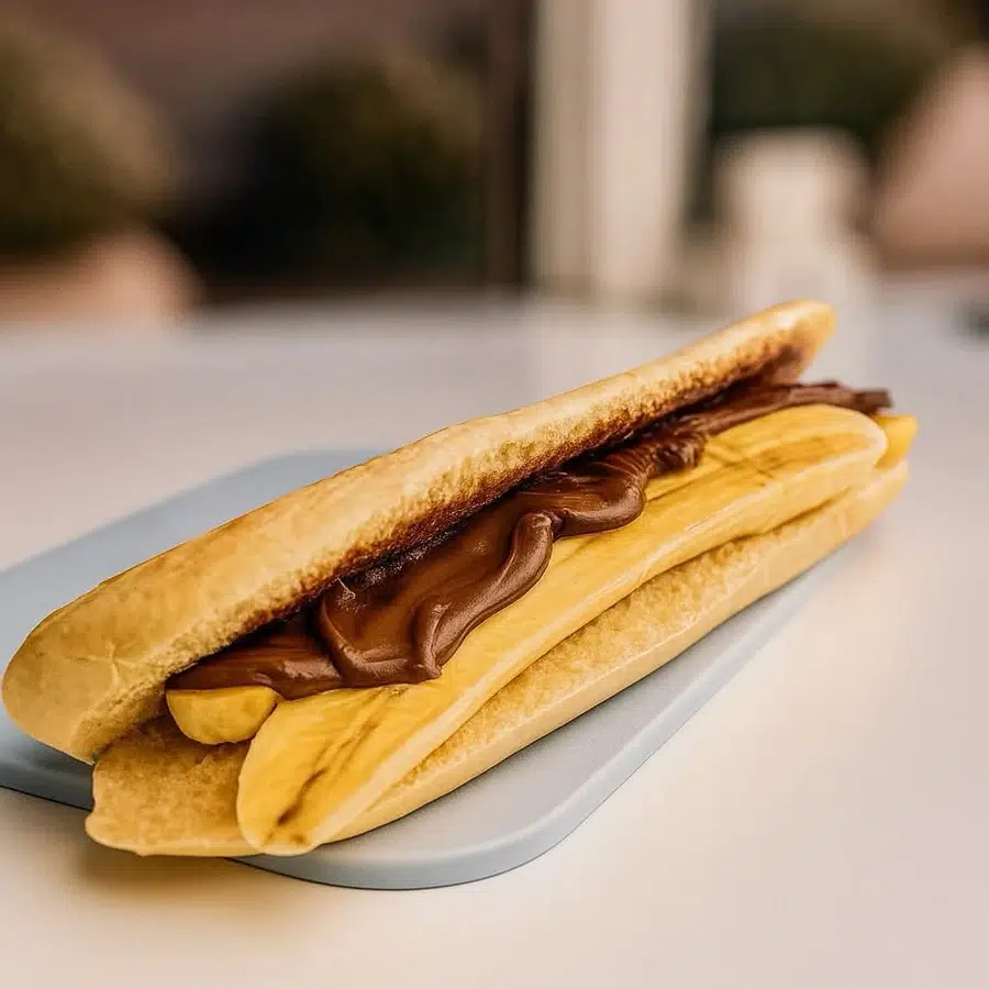 img Sandwich avec banane et pâte à tartiner chocolatée